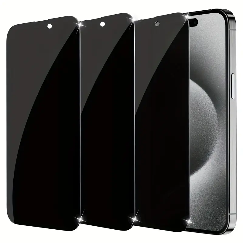 3pcs Tempered 9H Glass Screen Protector & 3pcs Camera Casing Set for iPhone 13/14/15/16/16E Plus Pro Max, Spy-Proof, Full-Coverage Cell Phone Accessories