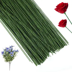 Flower Stems 250p, 13.8 Inch Artificial Floral Decorative Flower Stems, Dark Flower Wire, Fake Flower Sticks for Paper Flowers, Bouquets, Wreaths & DIY Projects, Artificial Flower Decoration
