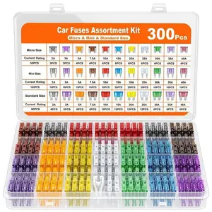 300 Piece Car Fuse Kit, 150 Mini Blade Fuses + 150 Standard Fuses + Puller, Replacement RV Camper Truck Essential (2a 3a 5a 7.5a 10a 15a 20a 30a 35a 40a)