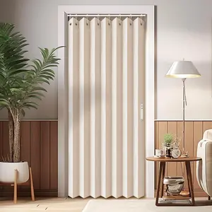 Closet Curtains, Accordion Style Door Curtains for Doorways, Pleated Folding Doors Curtain for Closet and Room Divider, 1 Panel, W39 x L78, Beige