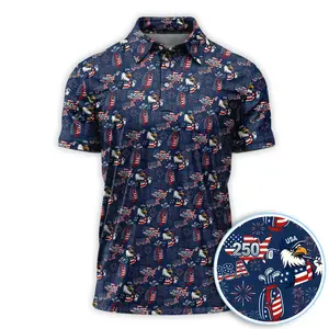 Patriotic Bald Eagle Golf Polo Shirt American Flag Outfit