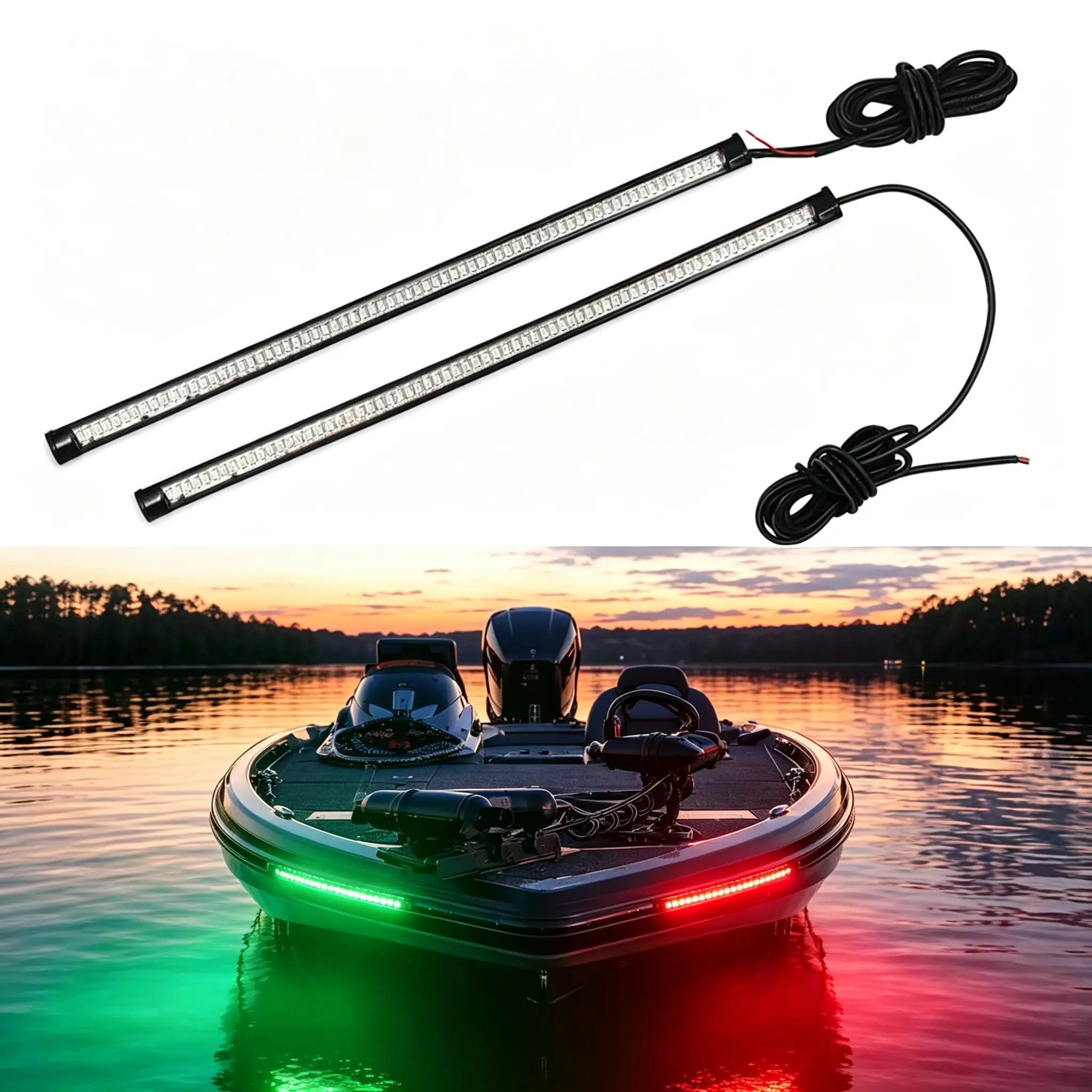 LED Bow Lights, IP67 Waterproof Marine Grade Adhesive Flexible Strip Navigation Lamps with Brighter Light for Pontoon Boats, Kayaks