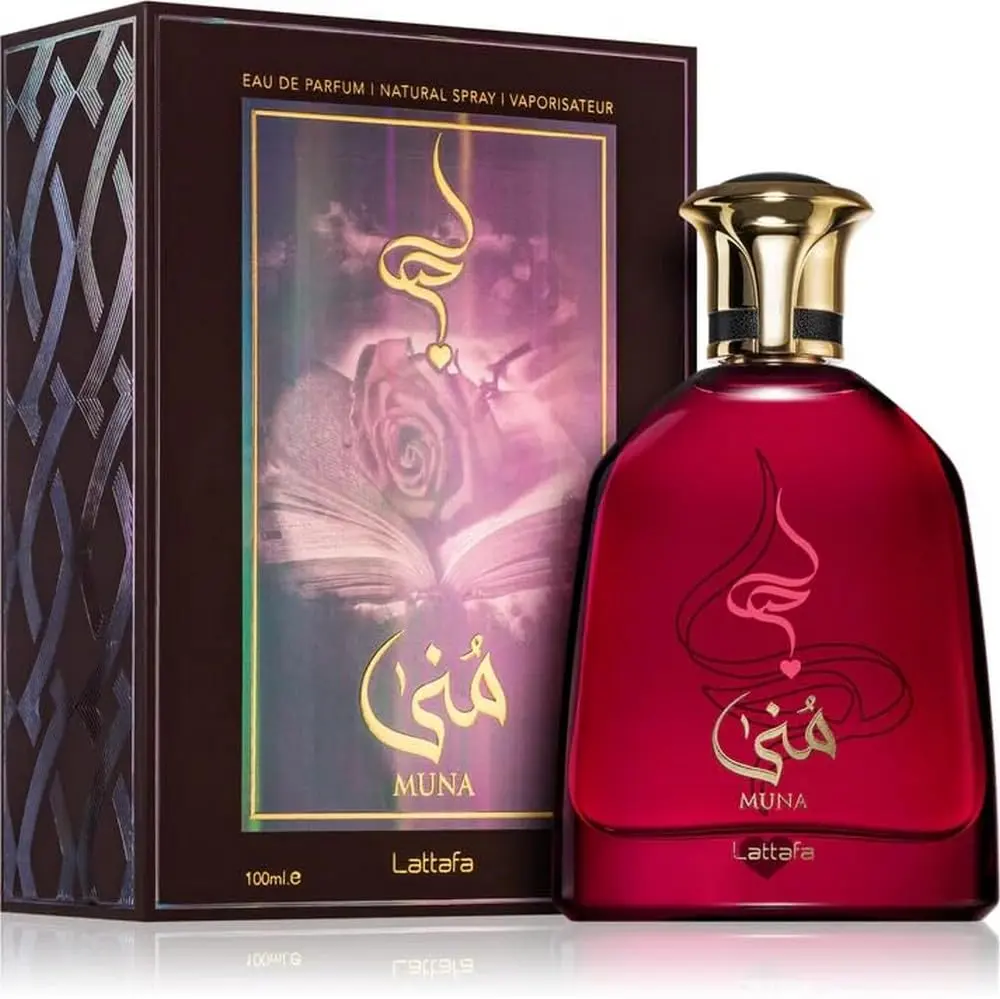 Lattafa Muna Eau de Parfum Spray for Women, 3.4 Ounce