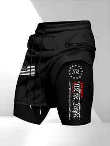 Men's Lightweight Summer Sport Shorts, Casual Athletic Shorts, American Flag Print Design, Casual Comfort Fit, Perfect for Daily Wear and Outdoor Activities