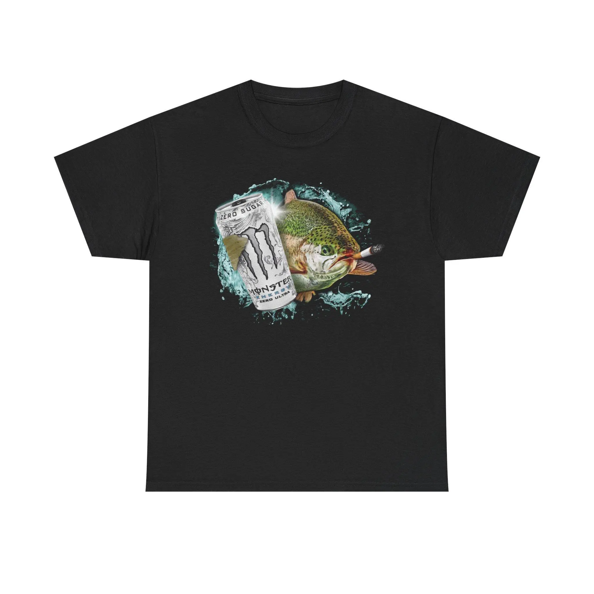 Dope Fish Casual Short-Sleeve Round Neck Top - Funny White Monster Fish Tee, Breathable Fabric (Sports & Outdoor Outerwear), Tops