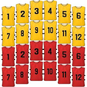 24 Pack Scrimmage Training Vest Team Sports Pinnies Reversible Numbered Soccer Team Practice Penny Jerseys
