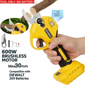 Electric Pruning Shears Compatible De-Walt 20V Batteries | 30mm (1.2") Brushless Motor | LCD Display Replaceable Blades | Cordless Garden Branch Cutter | For Gardening, Landscaping, Orchard Farm Work(Tool Only-No Battery)