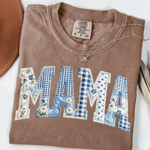 Comfort Colors Mama Blue Toile Patchwork Floral, Mimi Gigi Nana Chinoiserie Shabby T-Shirt