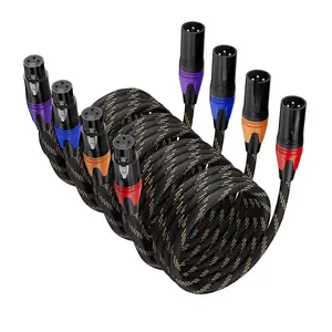 XLR Cables - 10ft 4 Packs, Speaker to Microphone 3 Pin Nylon Braided Cables