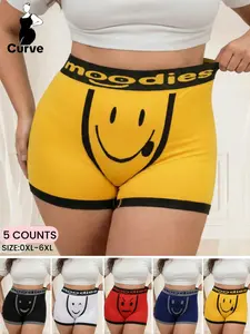 Plus Size Women's Seamless Comfortable Breathable Boxer Shorts, Mid Waist Underwear 0xl-6xl for All Seasons, Casual Style