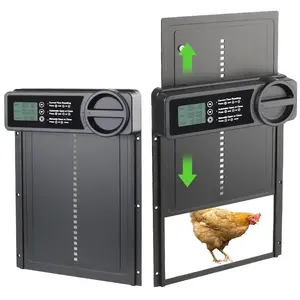 Automatic Chicken Coop Door, Battery Powered Electric Gate with Smart Timer, Anti-Strangle Sensor, LCD Display, Low Power Alert, Outdoor Chicken Cage