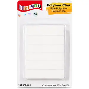 Polymer Clay, Oven-Bake Clay, Non , 3.5 oz. bar,  for Modeling, Sculpting, Holiday, DIY, Artistic Creation and School Projects.  for  and Beginners (White)