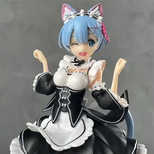 Rui Anime Figure Cat Ear Maid Model, Re Zero World Life Collectible Toy, High-Quality Rui Doll Gift for Fans & Decorations