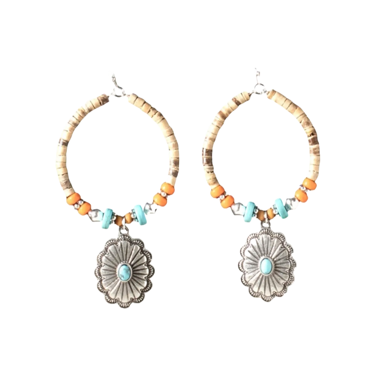 Blazin Roxx Ladies Wood Beaded Hoop Earrings 3056597