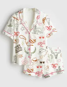 Western Cowgirl Bachelorette Hand-Drawn Wild West Disco Pajama Set For Women, Gift For Her, SoftLounge Pajamas, CozyDream Set, Gift For Lover.