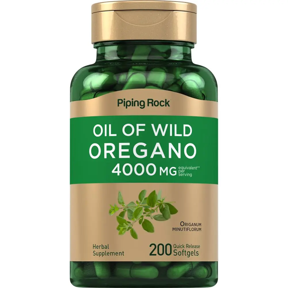 Piping Rock Oregano Oil Capsules 4000mg - 200 Pills - Herbal Extract Supplement - Wild Harvested - Non-GMO, Gluten Free