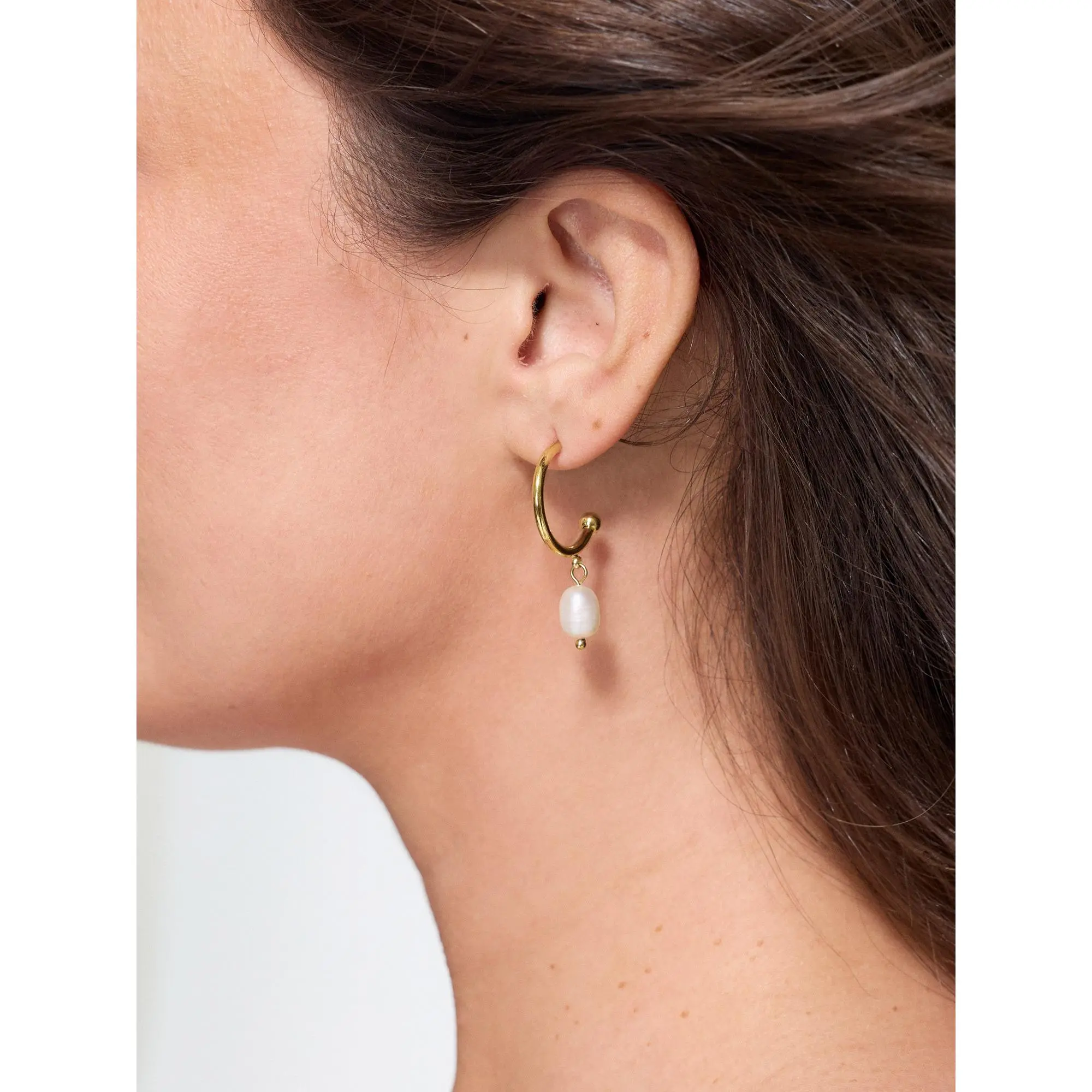 BLOOMCHIC Plus Size Pearl Drop C Hoop Earrings[M-6X] 2026 Summerfinds