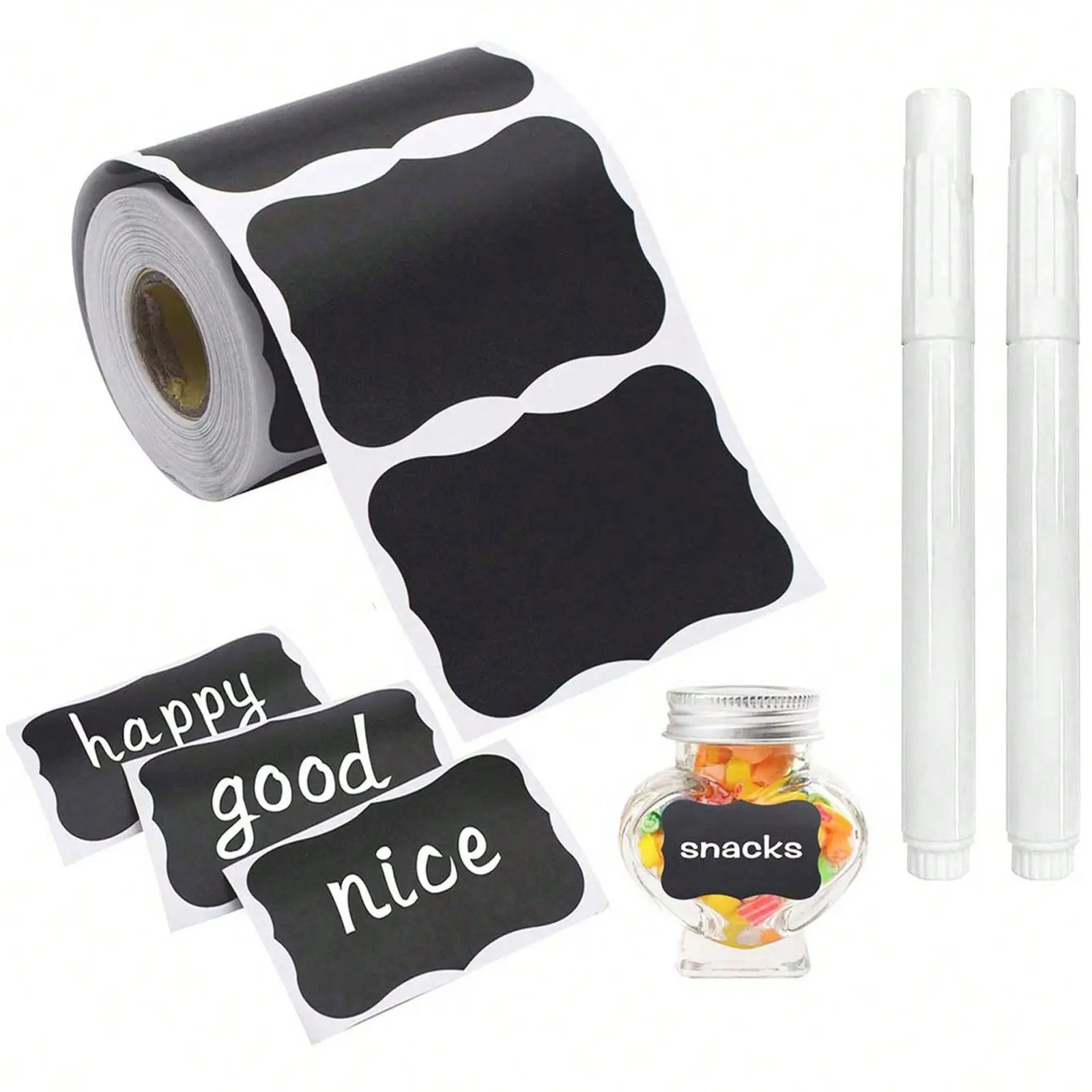 Reusable Waterproof Chalkboard Labels, Decorative Labels, Includes Liquid Chalk Marker, Perfect for Mason Jars, Party Decor, Craft Room, Weddings, Storage, Versatile Labels