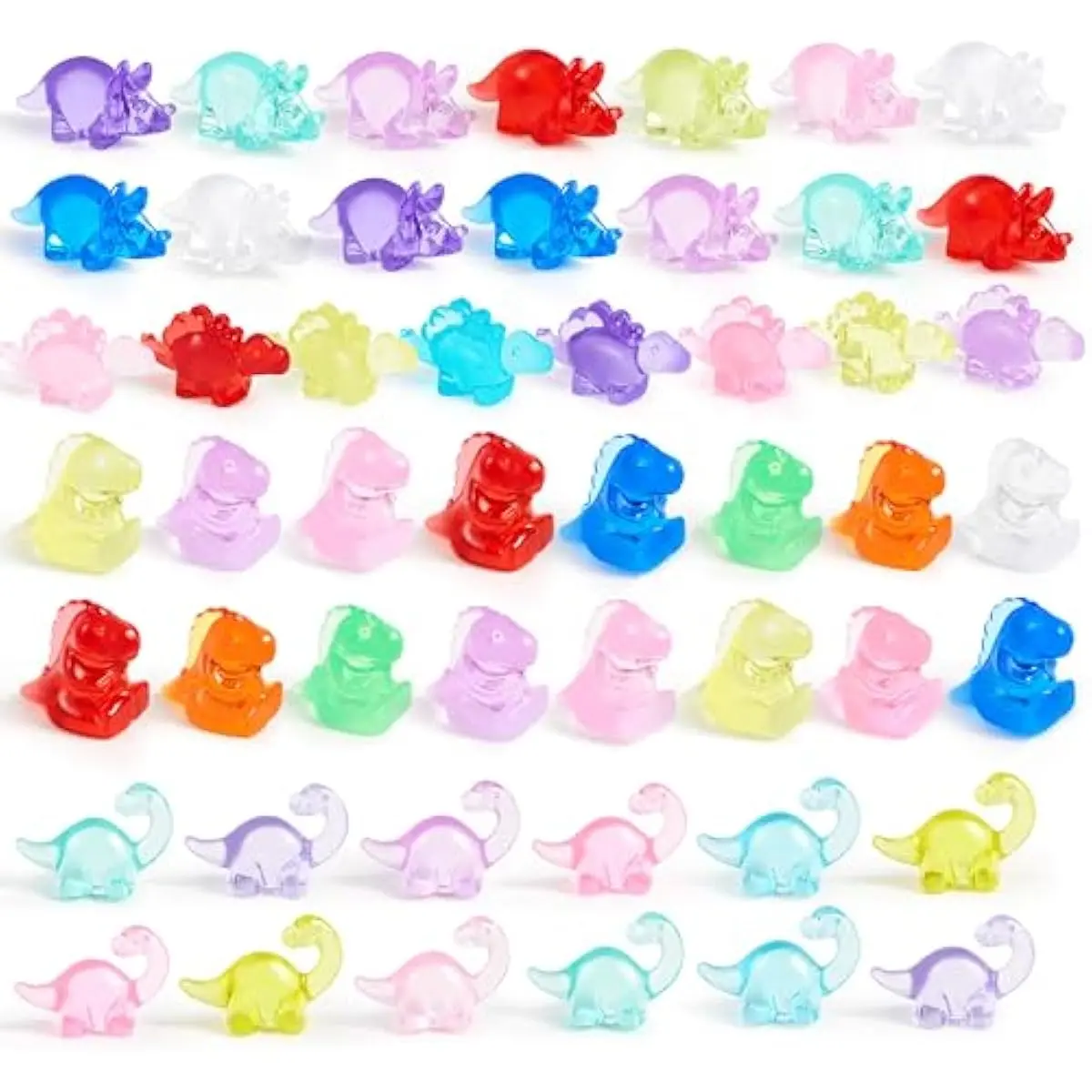 50 Pcs Mini Dinosaur Figures, Tiny Dinosaur Figurines for Slime Charms for Crafts, Mini Resin Animals to Hide, DIY Miniature Scenes, Party Favors, Vase Filler