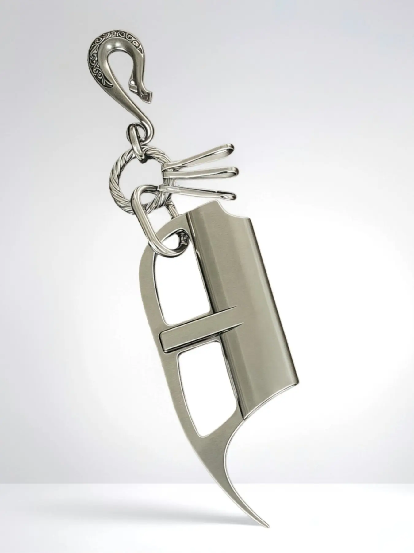 Street Retro Alloy Lighter Case Keychain Jewelry, Vintage Finish Waist Pendant, Accessory for Hip-Hop Punk Rock Styles, Fashionable Alloy Keychain, Metal Keychains