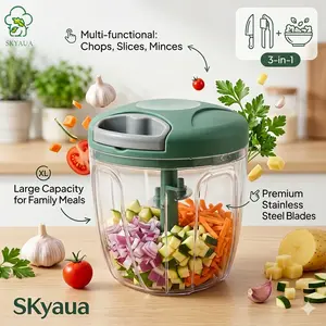 SKyaua Multi-functional Vegetable Chopper, Food Slicer，Manual (Green, Large)