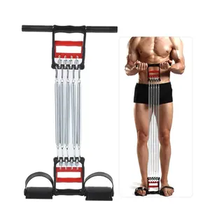 3 in 1 Exerciser - Spring Chest Expander, Hand Grip Strengthener, Pedal Pull Rope Band - Home Fitness Equipment with 5 Metal Springs for Finger Abdomen Waist Arm Stretching Slimming Training,Christmas, New Year