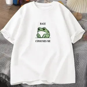 Rage Consumes Me Frog Vintage T Shirt Men Women Tee Nature Lover Silly Frog Retro T-Shirt Mens Clothing Cotton Short Sleeve Top graphic Long Sleeve Crop Top Women's Letters-Printed
