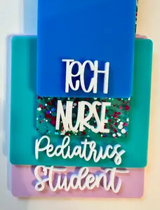 Custom Acrylic Badge Buddy Holder with 3D Name – Personalized ID Tag for Nurses, Healthcare, Teachers, & Staff – Vertical or Horizontal