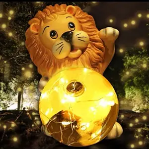 Solar Statues Lights for Yard and Garden Outdoor - Yard Decoration Lion Sculptures Figurine Waterproof Solar Light for Patio, Balcony, Yard, Lawn Ornament Housewarming Gift Lawn Light Lamp