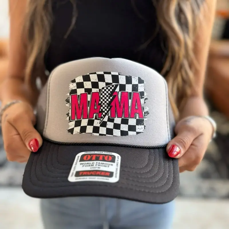 Western “MAMA” Trucker Hat Red Turquoise Patch | Cowgirl Boutique Snapback | NWT MAMA Western Vegan Leather Trucker Hat, Aztec Hand Tooled  main image 4