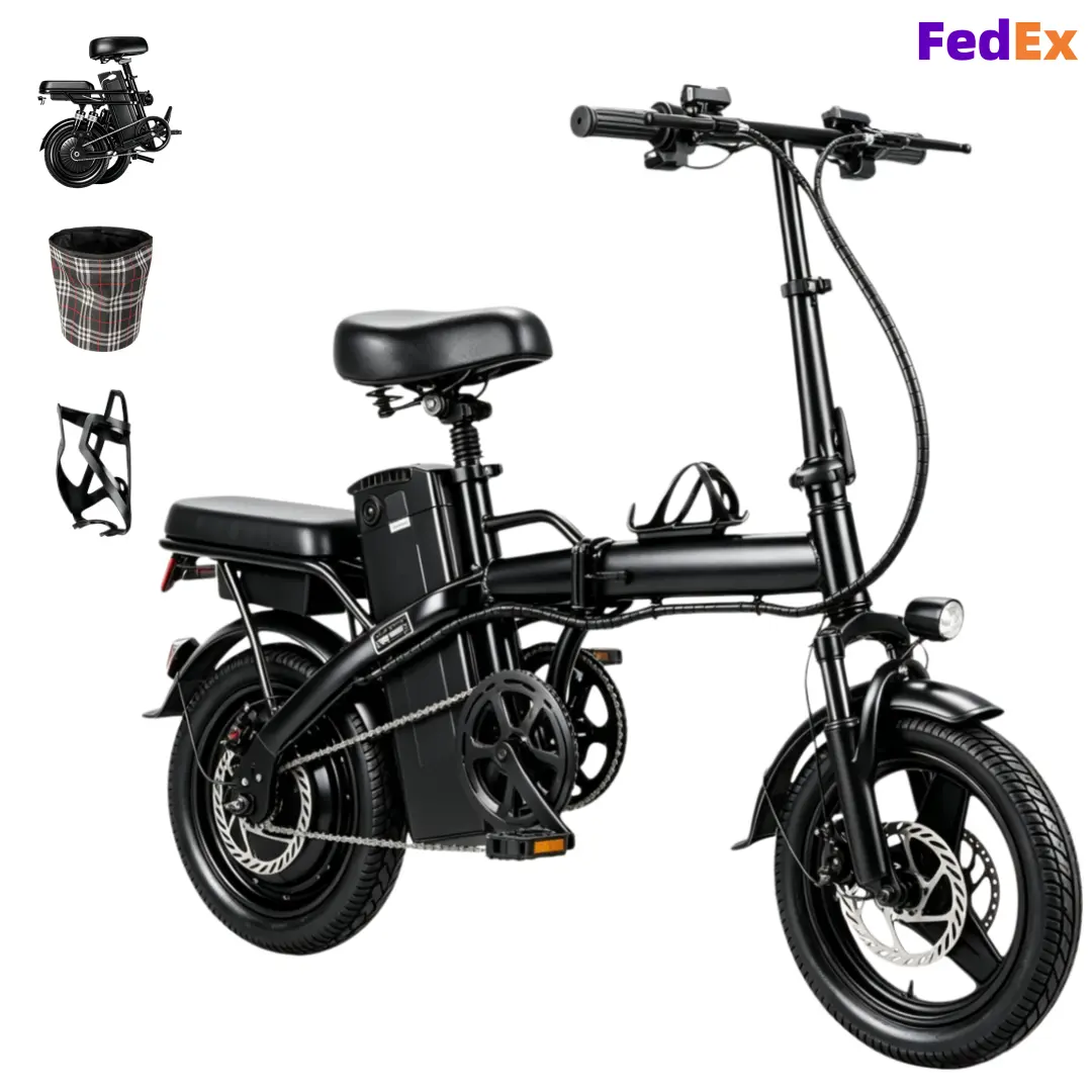Adults' Foldable Electric Bike - 800W Peak Power Compact Commuter Ebikes, 35-50km Range, 3 Riding Modes, Portable for Commute & City Streets long-lasting battery e-bike Seat Dual