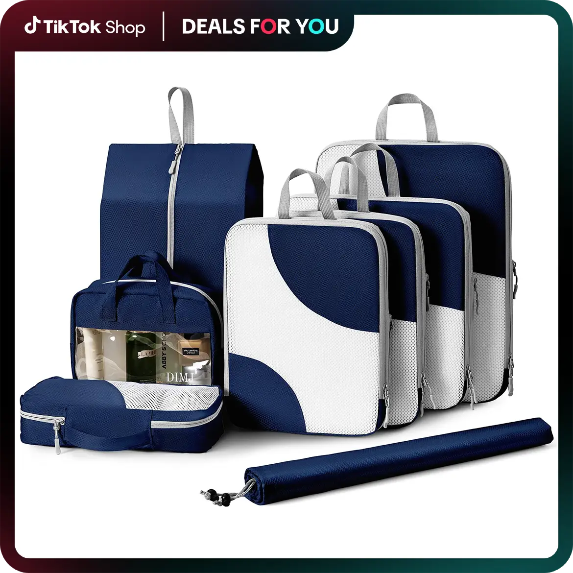 [DEALS FOR YOU] DIMJ 8 Pack Lightweight Compression Packing Cubes, Travel Luggage Organizer,Transparent Window Wash Bag & Sock Bag