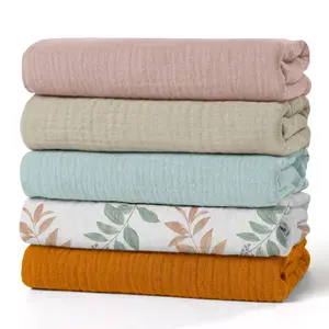 5 Pack Muslin Receiving Blankets, Neutral Blanket Swaddling for Newborn Boys and Girls, Breathable and Skin-Friendly Swaddle Wrap for Infant Baby