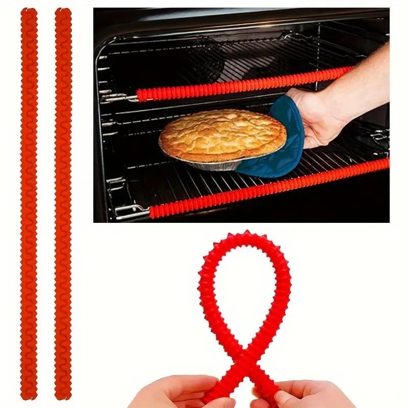 Heat Resistant Oven Rack Shields, 2 Counts/set Long Silicone Protectors Kitchen Appliances, Prevent Burns and Protect Food Grade Oven Racks