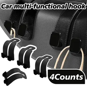 Set of 4 Leather Car Headrest Hangers – Durable Double Hooks for Backseat Organization, Holds Bags, Coats, and Accessories