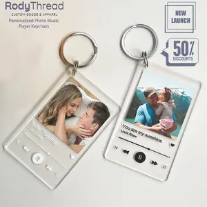 [Flash Deal] RodyThread Personalized Photo Music Player Keychain, Custom Favourite Song Plaque Keyring, Meaningful Anniversary Gift for Him, Custom Picture Car Accessories