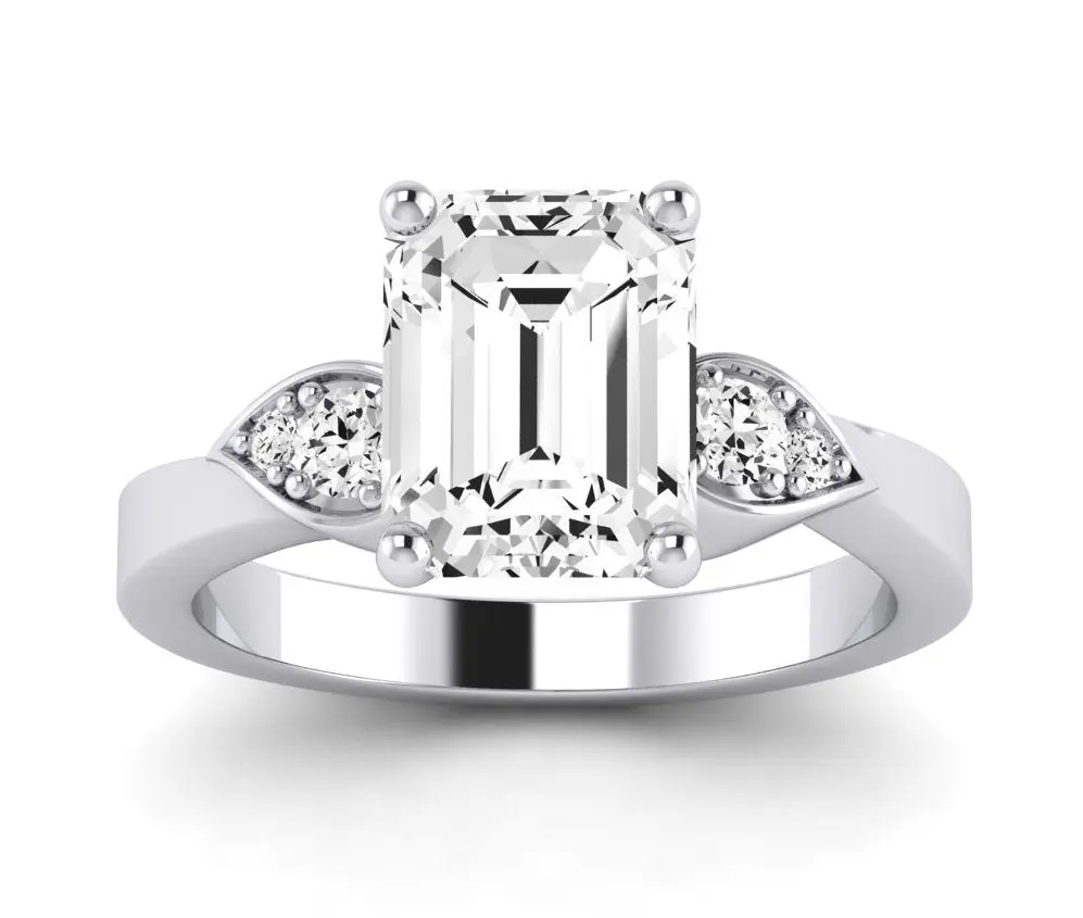 Hibiscus - Emerald Moissanite Engagement Ring