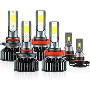 Fit for Chevrolet Silverado 1500(2007-2015) Chevy Silverado 2500 HD 3500 HD(2007-2019) Combo 9005 High Beam H11 Low Beam LED Headlight + 5202/H16 Fog Light Bulbs Kits,6000K Super Brighter
