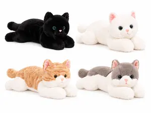 CHUBBYJOY Weighted White Cat Stuffed Animal, 20Inch 27Inch Microwave-Safe Cat Plush Pillow with Salt Heating Pad, Soft Fluffy PP Cotton Plush Toy, Cute Cat Stuffed Animal for Kids, Girls, Home Decor Gift