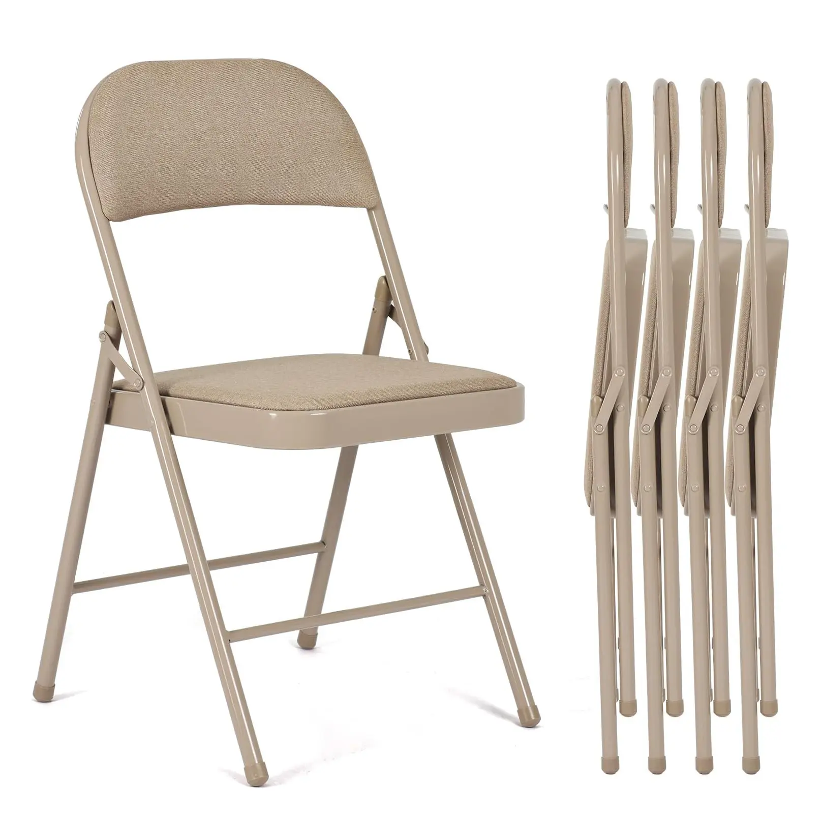 4/6 Pack Padded Folding Chairs with Fabric Seat and Back, 350 lb Capacity, Portable Indoor & Outdoor Chairs for Home, Party and Extra Guest Seating Fully Padded Chair Comfy Fabric Chairs Chair With Cushions Cushion Chairs Set