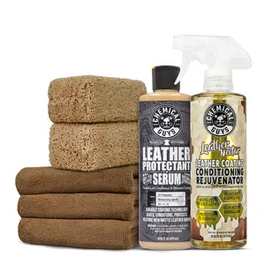 Chemical Guys Leather Rejuvenate & Protect Complete Car Cleaning Kit - 16oz Solution, Microfiber Cloth, Cars Accessories for Automotive & Motorcycle Maintenance