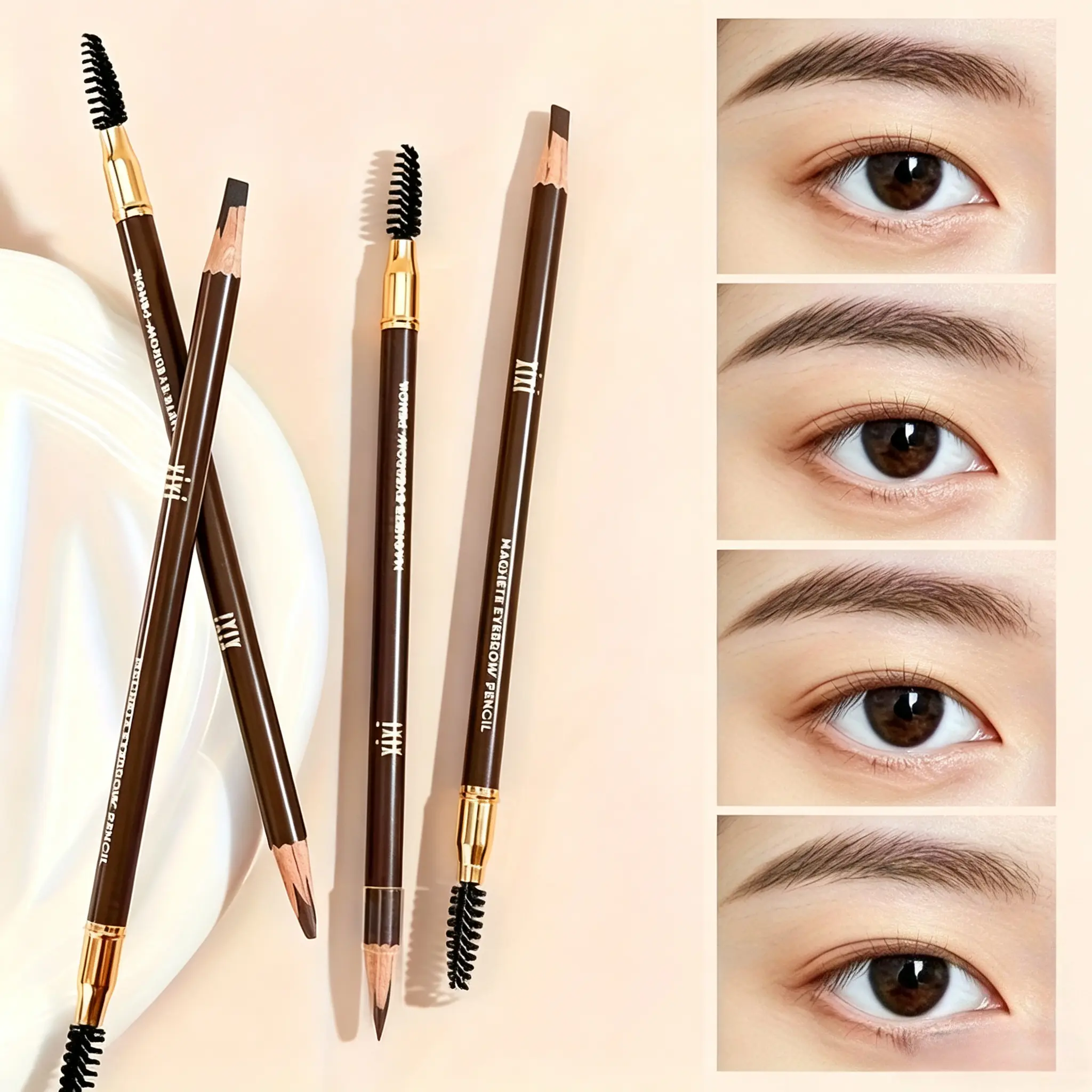 4-color Waterproof Eyebrow Pencil - Resistant To Smudging, Long-lasting Without Fading, With Built-in Brush Tip, Suitable For All Skin Types, Enabling You To Effortlessly Create A Perfect And Natural Eyebrow Makeup Effect.