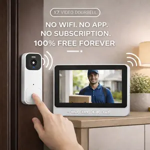 X7/X8-B No WiFi Video Doorbell with Screen – Wireless Doorbell Camera, Real-Time Two-Way Talk (No Network/No App), Night Vision, No Monthly Fees