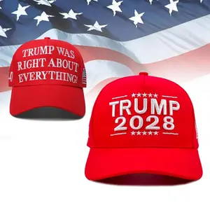 10 PCS SET Baseball Hat Embroidery 2028 for Trump Flag Cap with Adjustable Strap for Men & Women, Golf Hat Red