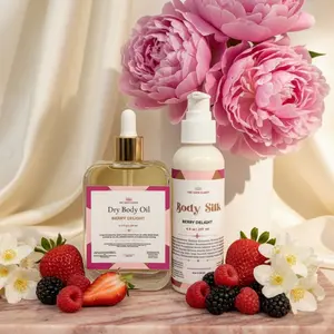 Berry Delight Hydration Duo | Dry Body Oil + Body Silk | Moisturizing Skin Set| Niacinamide + Moringa | Hydrating Duo for Women