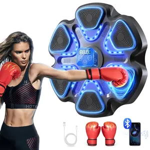 Music Boxing Machine with Gloves for Adults Boxing Machine Wall Mounted Music, Smart Bluetooth Boxing Equipment for Home and Gym, Training Machine with LED Electronic Wall Mounted