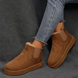 Women's Short Boots Platform Suede Non-Slip Comfort with Thick Flat Soles Boots