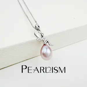 【Adee】PEARLISM Dainty Everyday Teardrop Pearl Pendant | Pink Silver Fairy Design Hypoallergenic-AFSP001