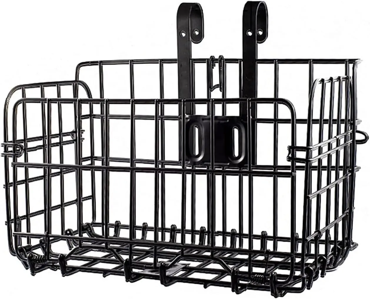 Folding Rear Bike Basket Steel Baskets Quickly Release Rack Cargo Basket with Reflective for Most Mounted Black