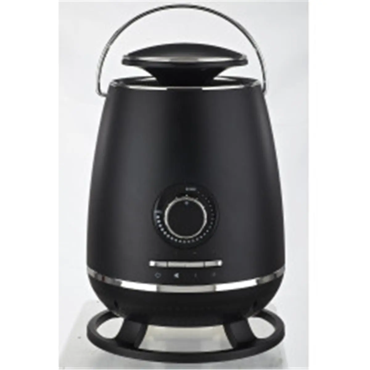 Black Portable Ceramic Heater with Blue Light - Manual Control, Easy to Set Up, 2 Heat Settings, 360-Degree Safety Tip, Convenient Carrying Handle, Extra-Wide Sturdy Base, 7 lbs